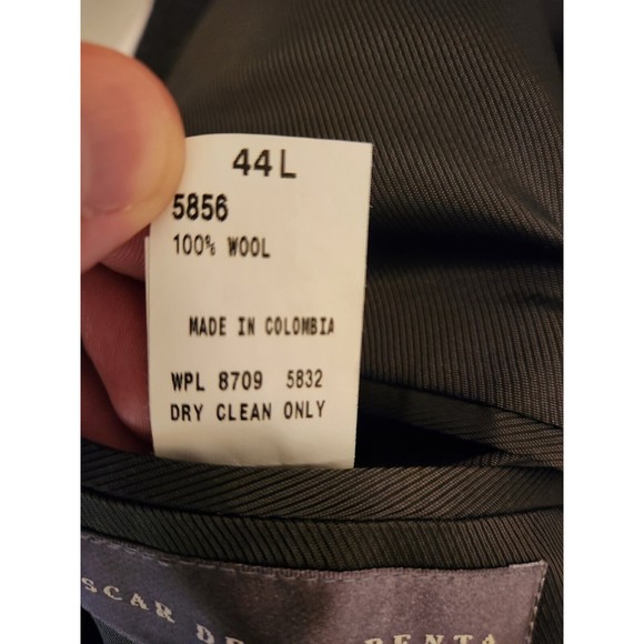 Oscar De La Renta Suit Jacket Men's 44L Gray Plaid 100% Wool - Picture 5 of 5